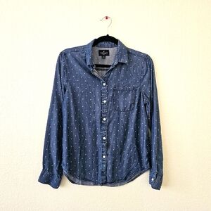 Women's Blue Denim Button Up Shirt | Small | American Eagle